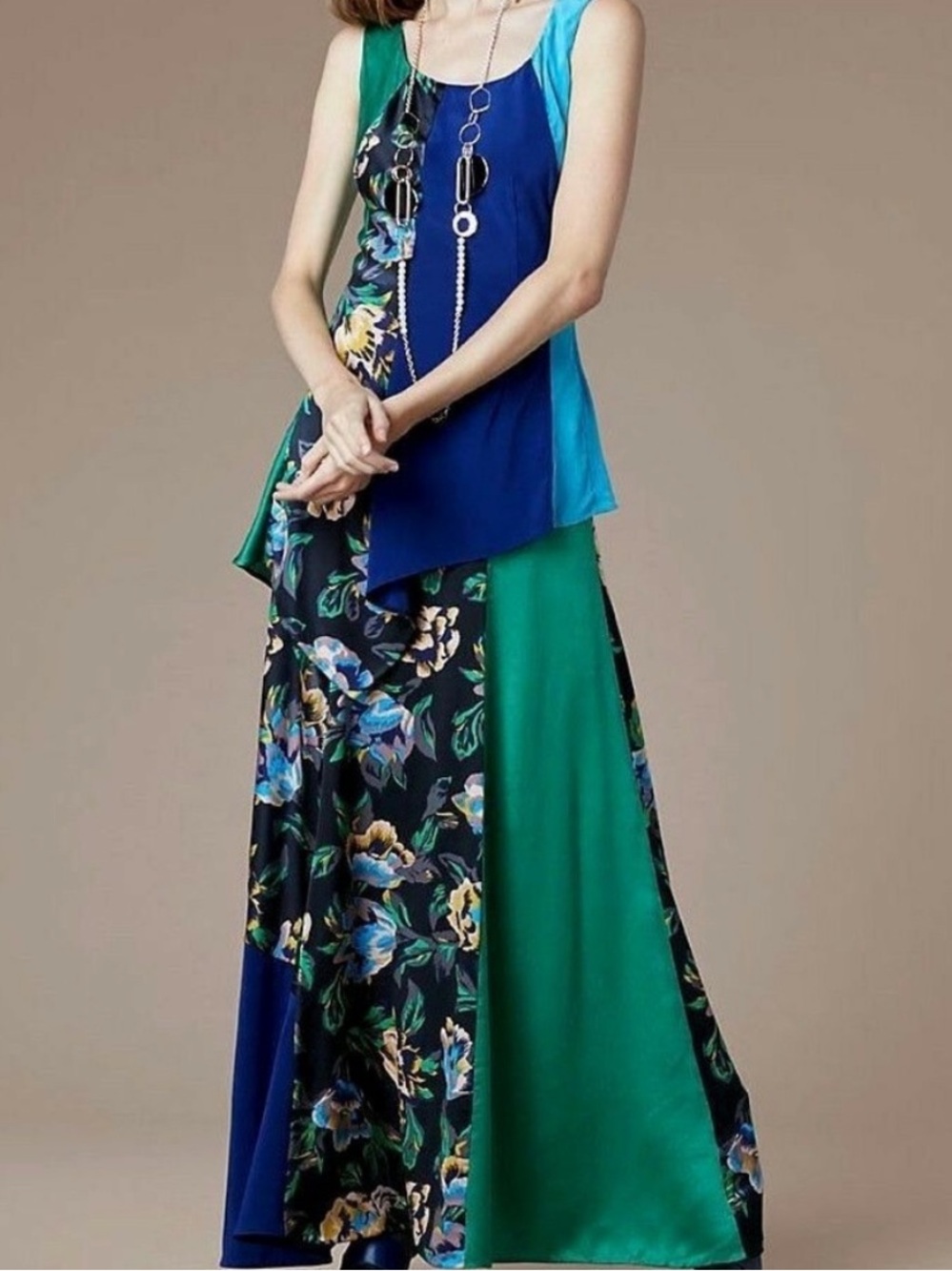 Diane Von Furstenberg 100% Silk Floral Layered Dress Size US 8
